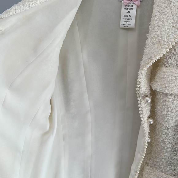 Edward Archour Paris Ivory Pearl Accent Jacket size M - Picture 4 of 7